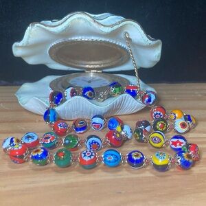 Italian Millefiore Beaded Glass Necklace